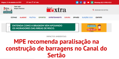 EXTRA: MPE recomenda paralisação na construção de barragens no Canal do Sertão