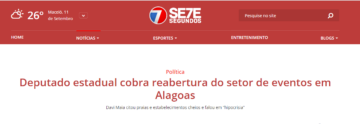 Read more about the article SETE SEGUNDOS: Deputado estadual cobra reabertura do setor de eventos em Alagoas