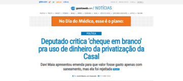 Read more about the article GAZETAWEB: Deputado critica ‘cheque em branco’ pra uso de dinheiro da privatização da Casal