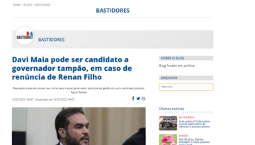 7SEGUNDOS: Davi Maia pode ser candidato a governador tampão, em caso de renúncia de Renan Filho
